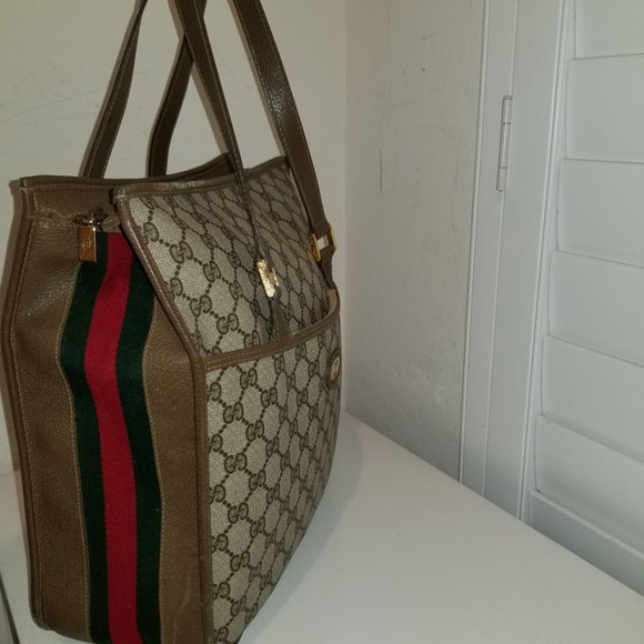 Vintage Gucci Supreme Striped Tote - Picture 11 of 16